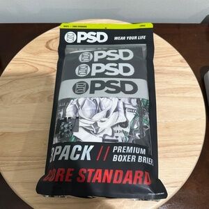 PSD 3 Pack Premium Boxer Briefs Core Standard Adorned Roses Black/Grey Small NEW